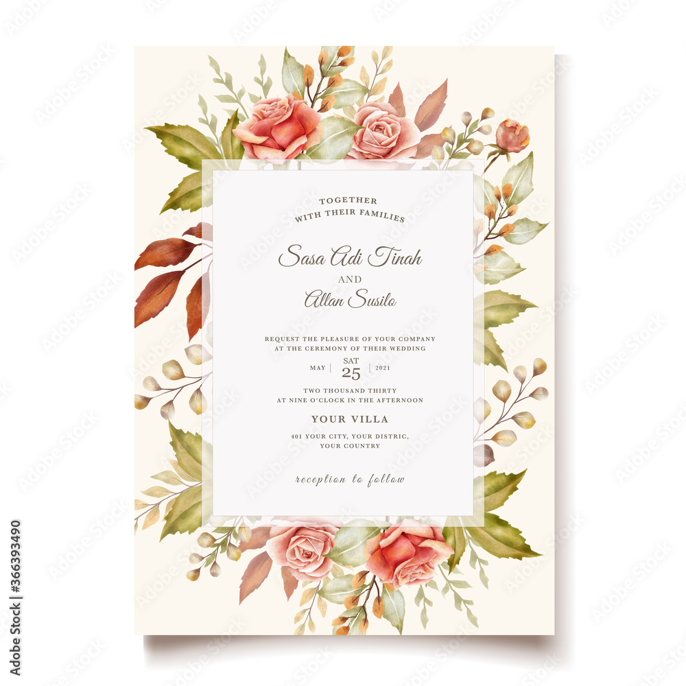watercolor autumn wedding invitation card set watercolor autumn wedding invitation card set