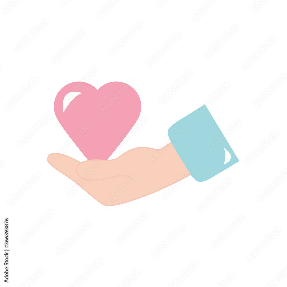 hand holding a heart, flat style hand holding a heart, flat style