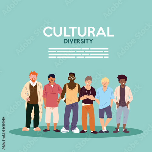 Men cartoons of cultural diversity vector design