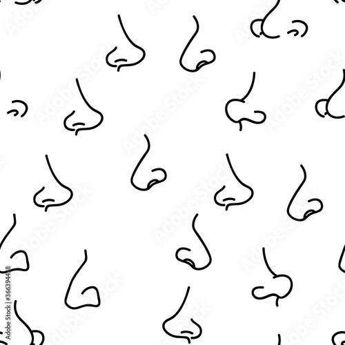 Nose Human Face Organ Vector Seamless Pattern Thin Line Illustration