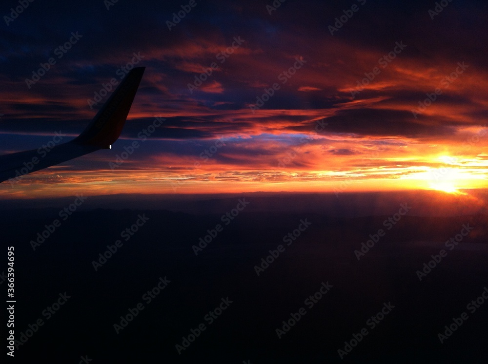 Sunset on airplane Sunset on airplane