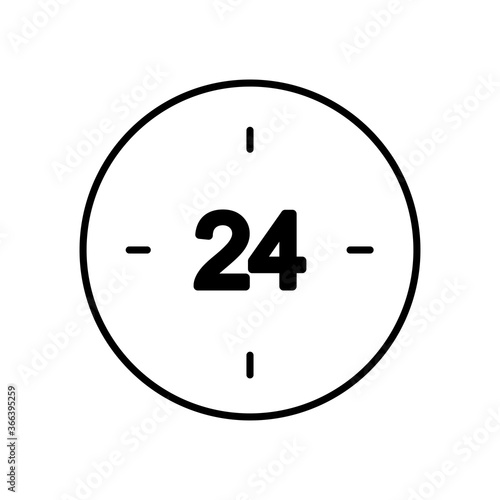 24 hours clock icon, line style
