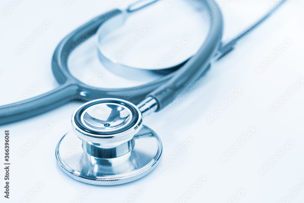 Medical stethoscope for doctor checkup on table Medical stethoscope for doctor checkup on table