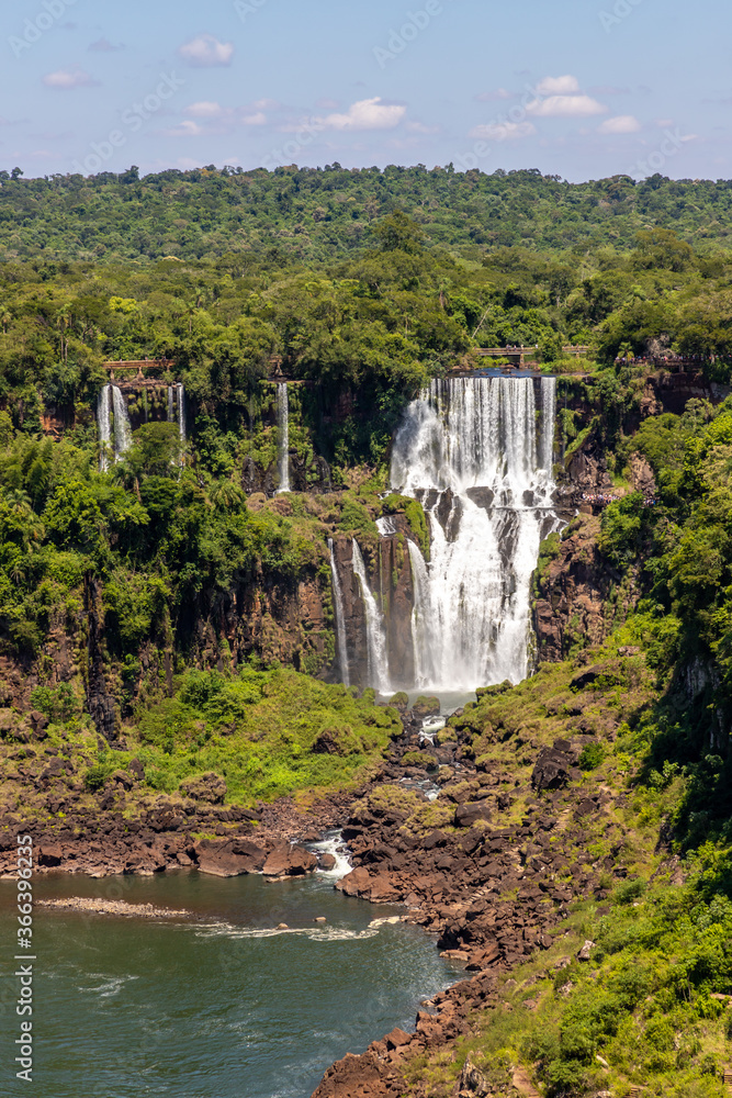 Forest, waterfalls and river with rocks Forest, waterfalls and river with rocks