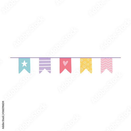 pennants decoration celebration party cartoon isolated design icon