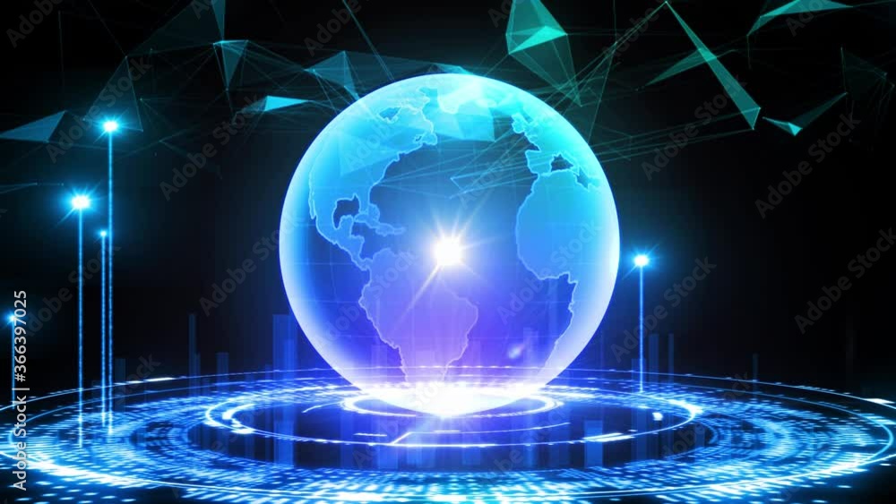 Digital global communications and connections on the globe. Motion globe futuristic style. Digital global communications and connections on the globe. Motion globe futuristic style.