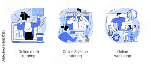 Personalised learning abstract concept vector illustration set. Online math and science tutoring, online workshop, homeschooling, educational platform, video lessons, master class abstract metaphor.