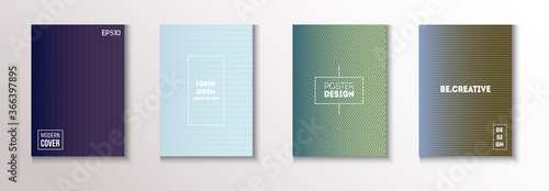 Wavy Minimal Cover Vector Set. Funky Magazine Page. Modern Flyer 