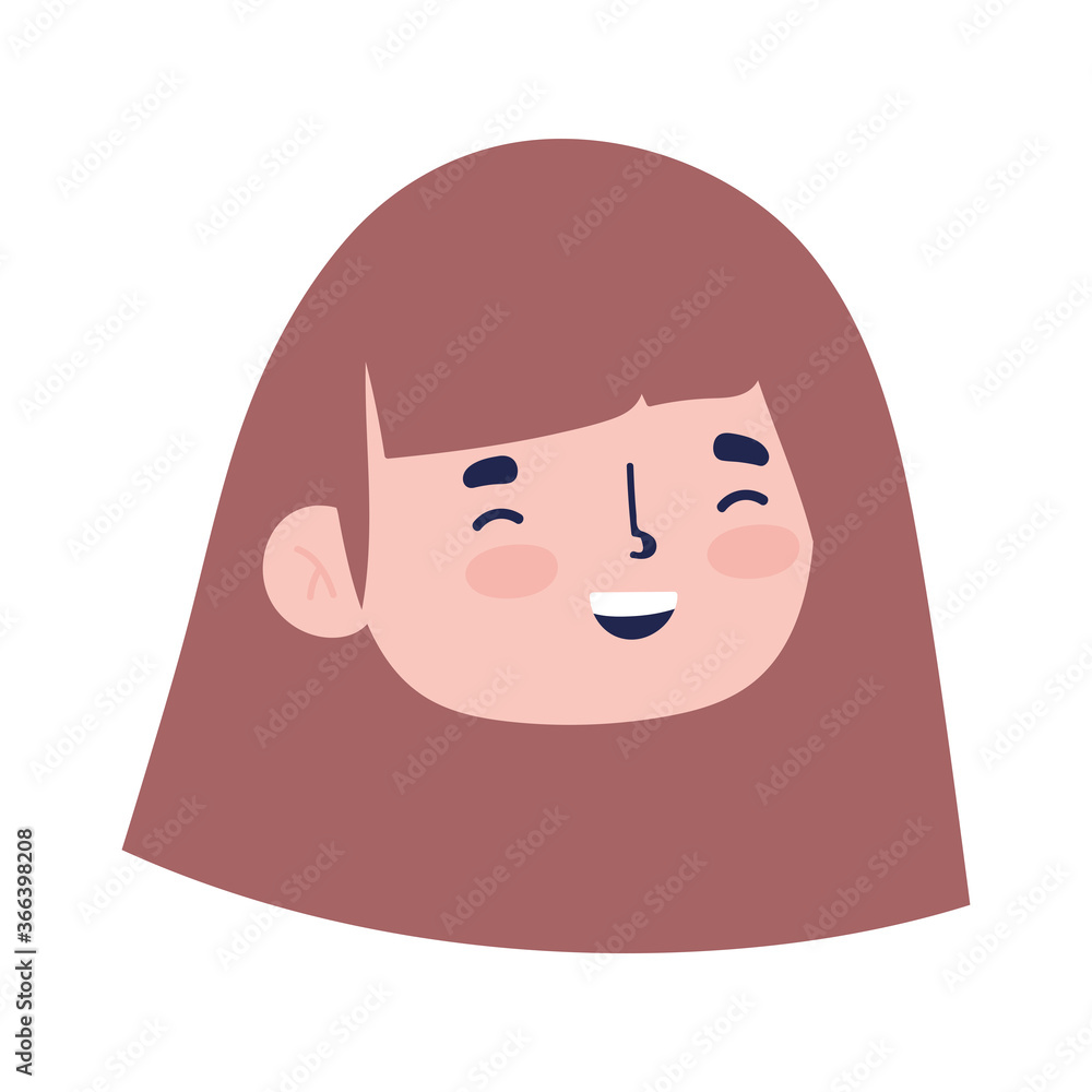 smiling girl face cartoon character isolated design icon smiling girl face cartoon character isolated design icon