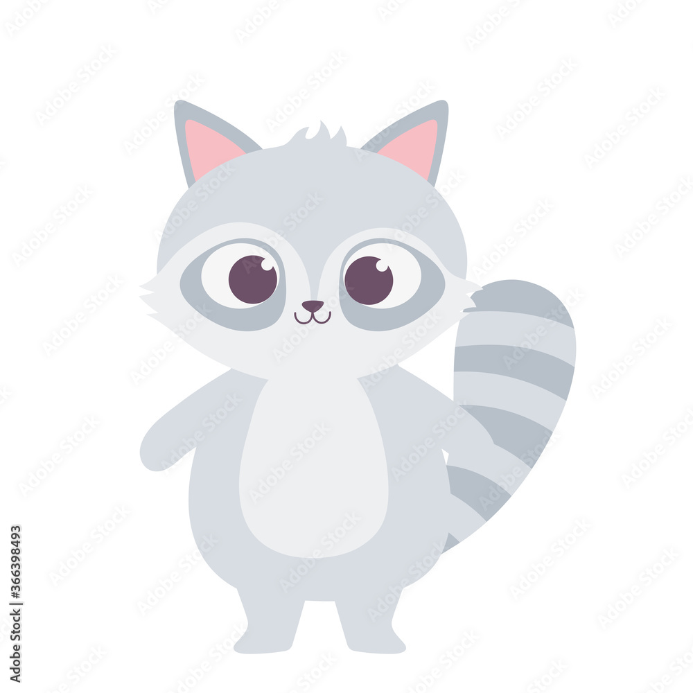 cute little raccoon animal cartoon isolated design icon