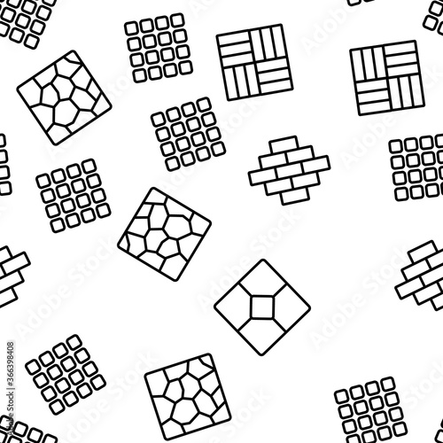 Tile Floor Material Vector Seamless Pattern Thin Line Illustration
