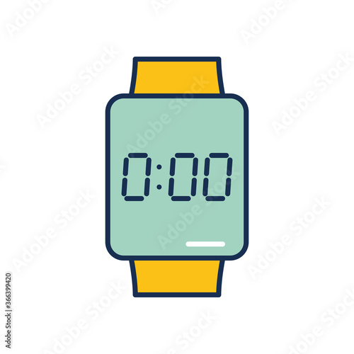 digital watch icon, line fill style