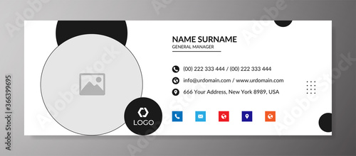 Corporate email signature template with an author photo place modern and minimal layout design