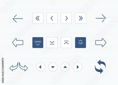 arrow icon set for web and app.  navigation arrow button icons. editable stroke vector illustration