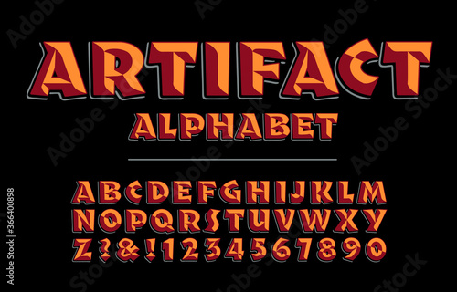 Artifact Alphabet is a Bold Rough Hewn Lettering Style with Warm Colors and 3d Effects