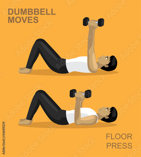 Floor Press Dumbbell Moves Manga Gym Set Illustration