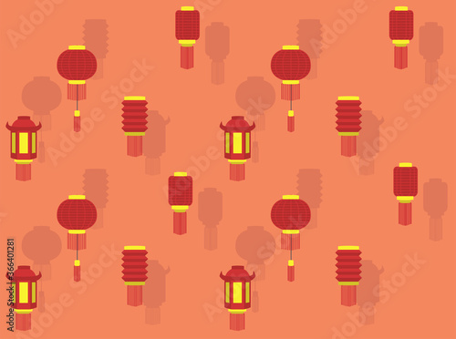 Chinese Lantern New Year Various Vector Wallpaper-01