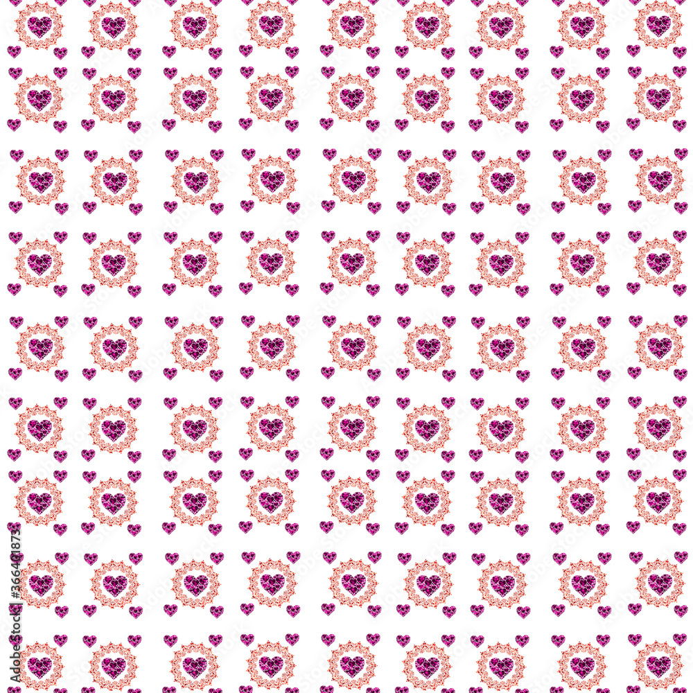 Red Hearts valentines day love Pattern background, 3d illustration