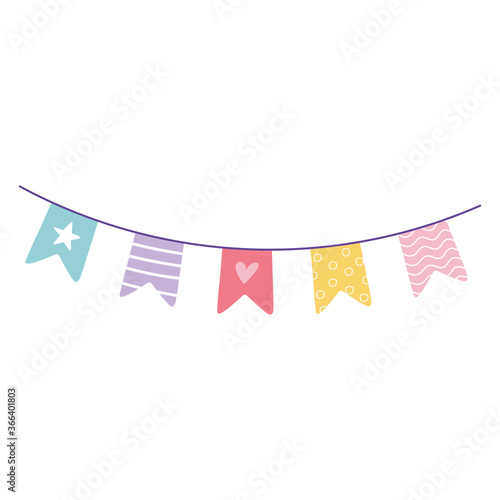 pennants decoration celebration party cartoon isolated design icon