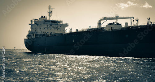 Barco carguero en el puerto de  Willemstad, Curazao photo