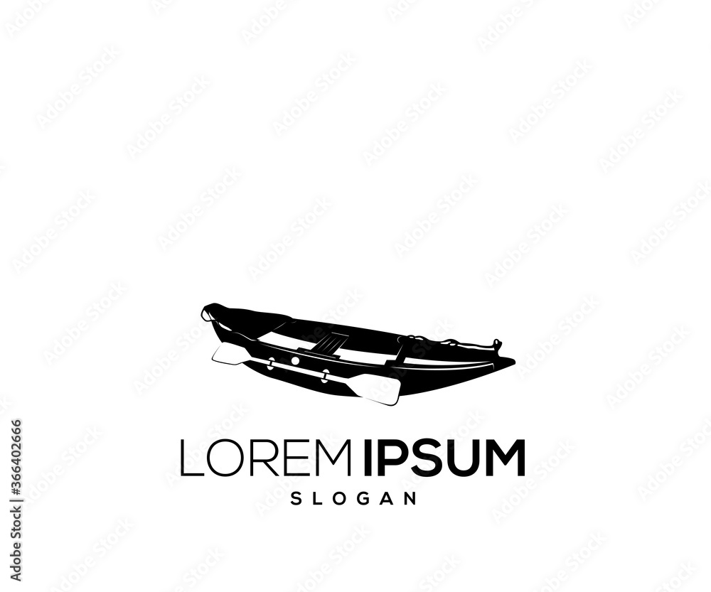 Kayak boat logo design silhouette