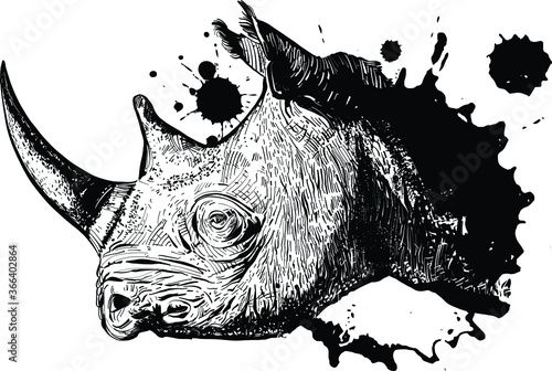 vector illustration of a sketch of a rhinoceros