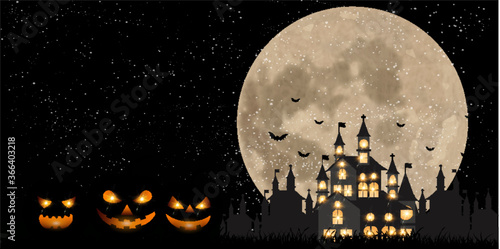 ハロウィン　かぼちゃ　城　背景