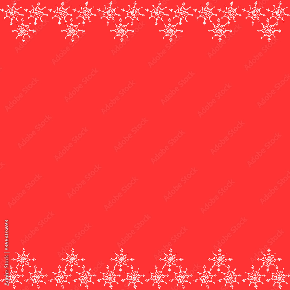 Seamless background with frame pattern of snowflakes along the top and bottom edge. New year Christmas background texture. For border,edge,gift wrapping,banner,stationery,flyer,graphic design,edging