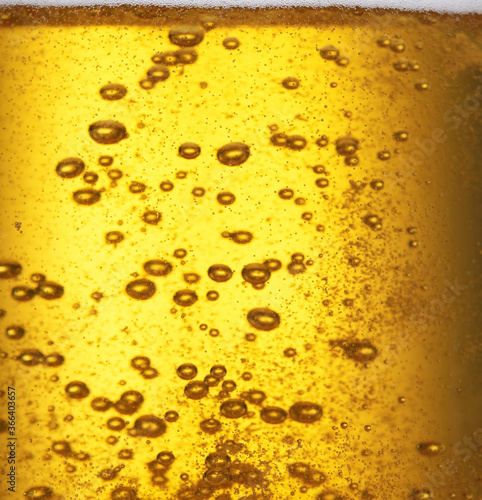 Close up of beer bubbles