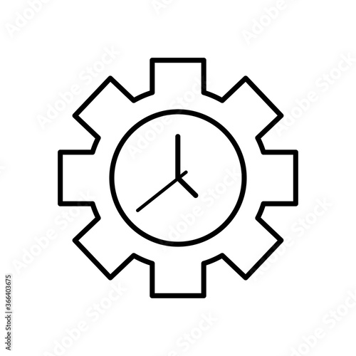 clock in gear wheel shape, line style