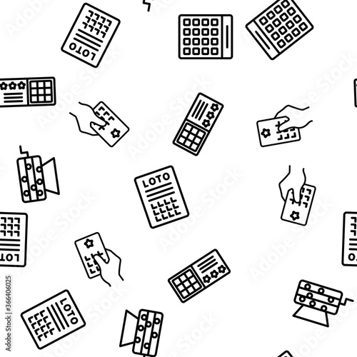 Raffle Gamble Lottery Vector Seamless Pattern Thin Line Illustration