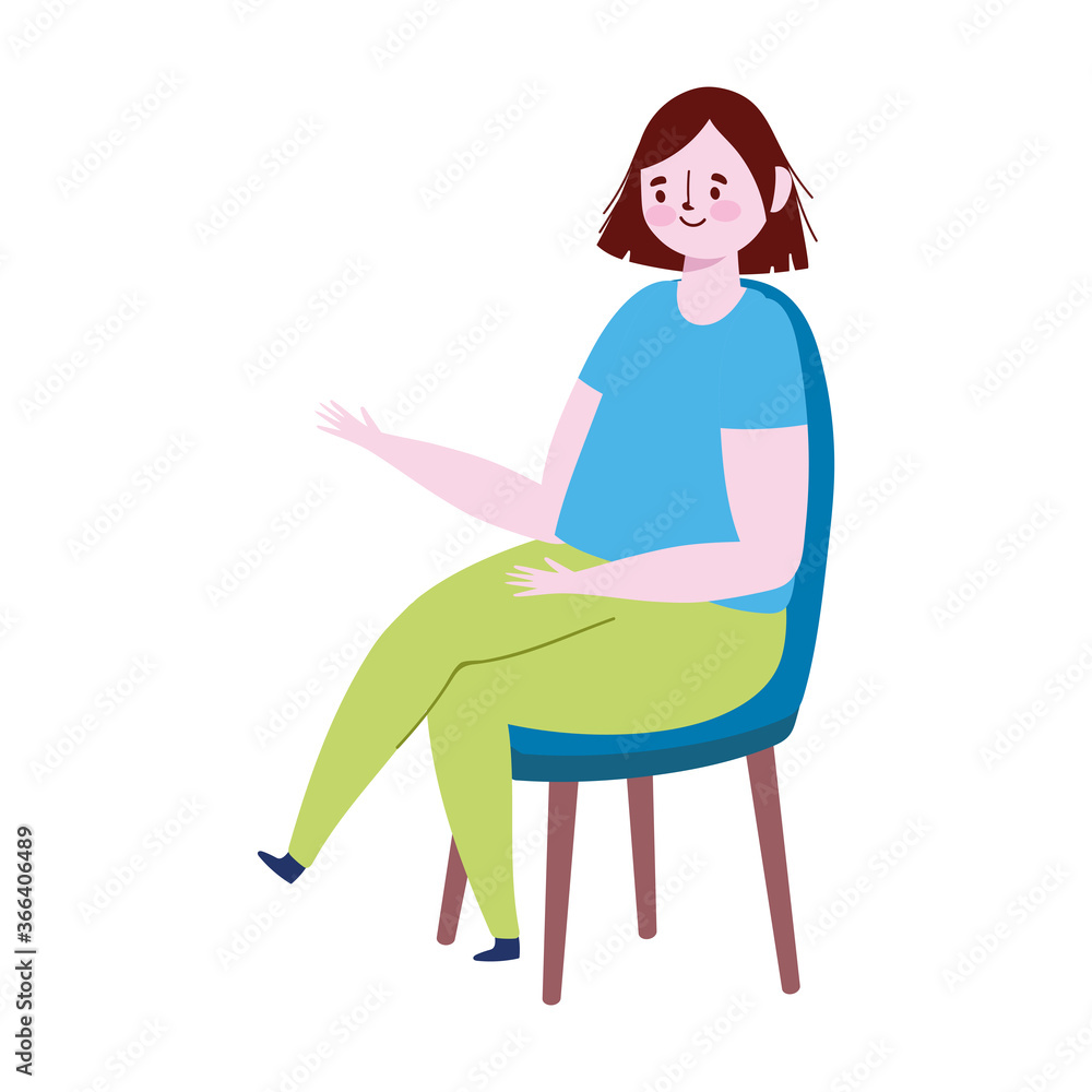 young woman sitting on chair cartoon isolated icon design young woman sitting on chair cartoon isolated icon design