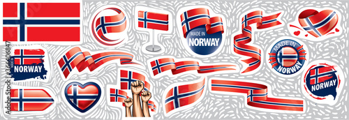 Vector set of the national flag of Norway in various creative designs