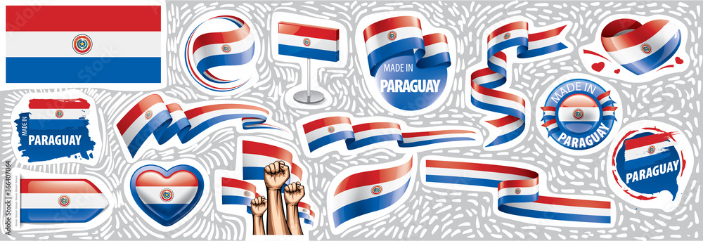 Vector set of the national flag of Paraguay in various creative designs Vector set of the national flag of Paraguay in various creative designs
