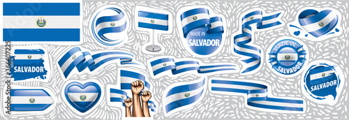 Vector set of the national flag of Salvador in various creative designs