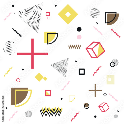 Memphis vector illustration, a lively combination design series of geometric patterns and color blocks