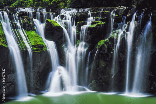 Shifen Waterfall Long Exposure photography on Sunny Day in Pingxi District  New Taipei  Taiwan.