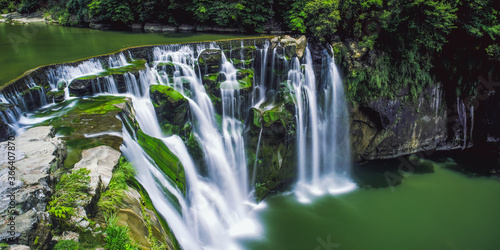 Shifen Waterfall Long Exposure photography on Sunny Day in Pingxi District  New Taipei  Taiwan.