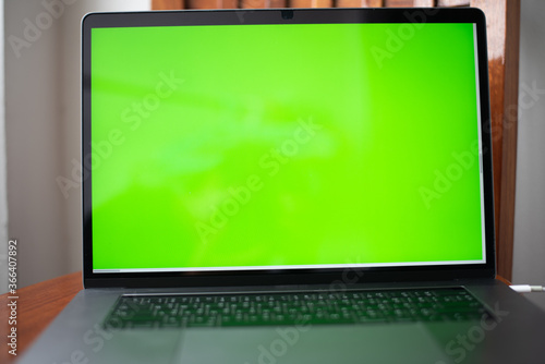 Wallpaper Mural Close up laptop with green screen. Torontodigital.ca