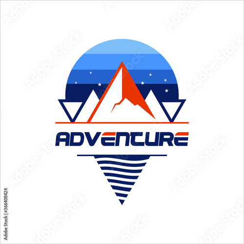 simple river mountain creek and compass sky nature hill vector design template 