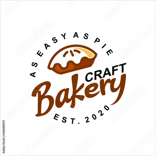 bakery logo baked pie dish badge template. organic dough bread shop vector and label design inspiration