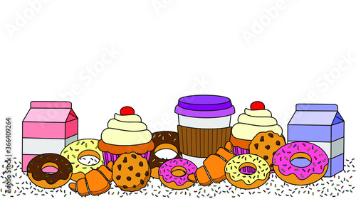 Banner cafe con leche y donas