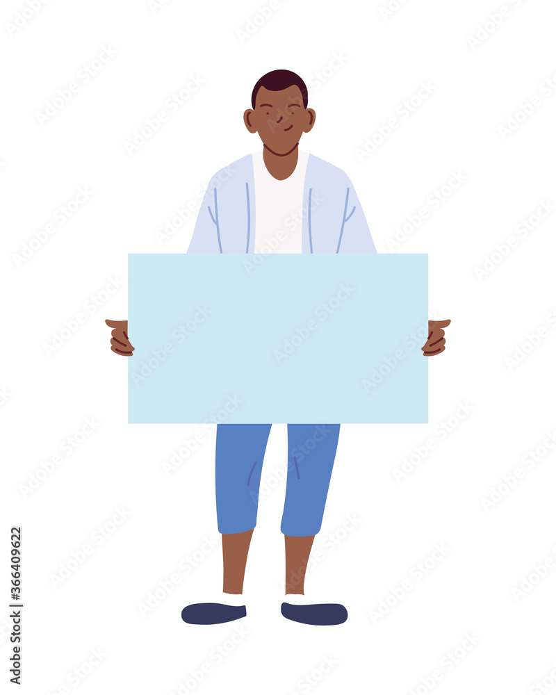 black man cartoon holding banner board vector design black man cartoon holding banner board vector design