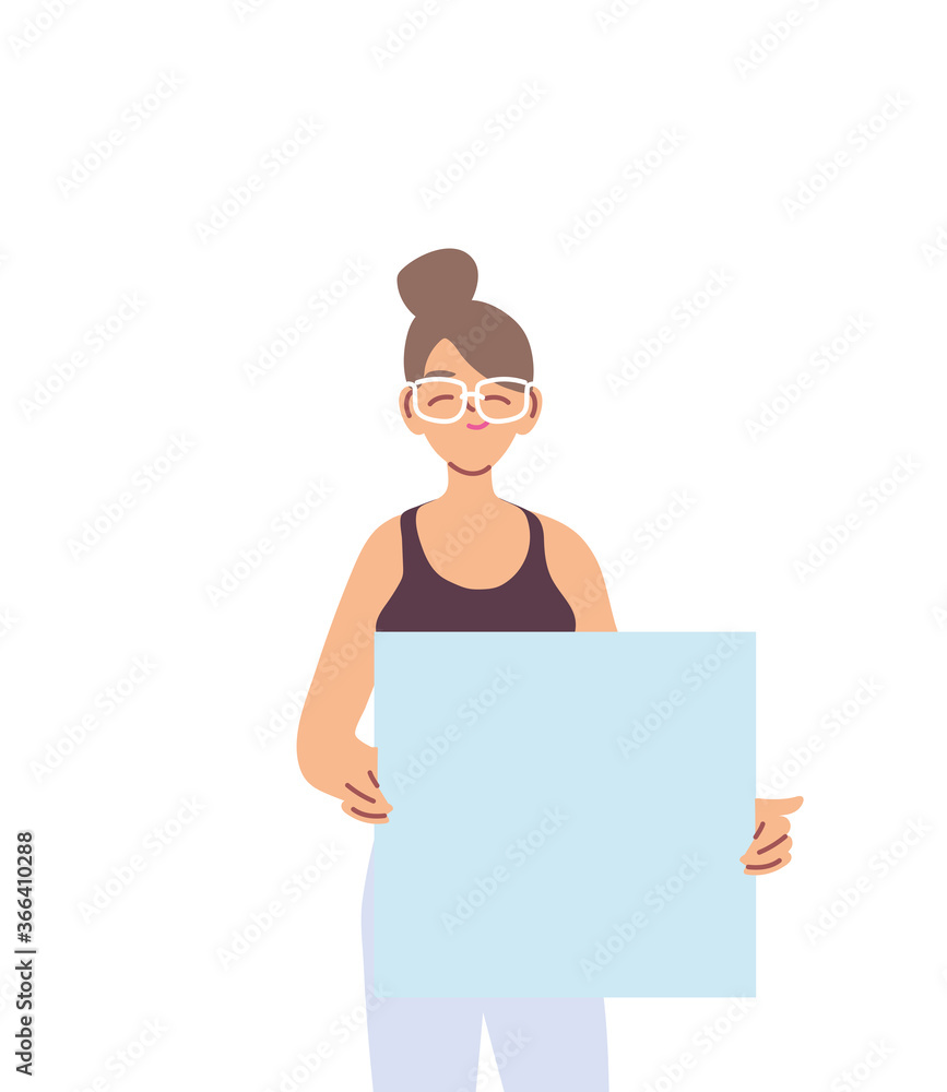 Woman cartoon holding banner board vector design Woman cartoon holding banner board vector design