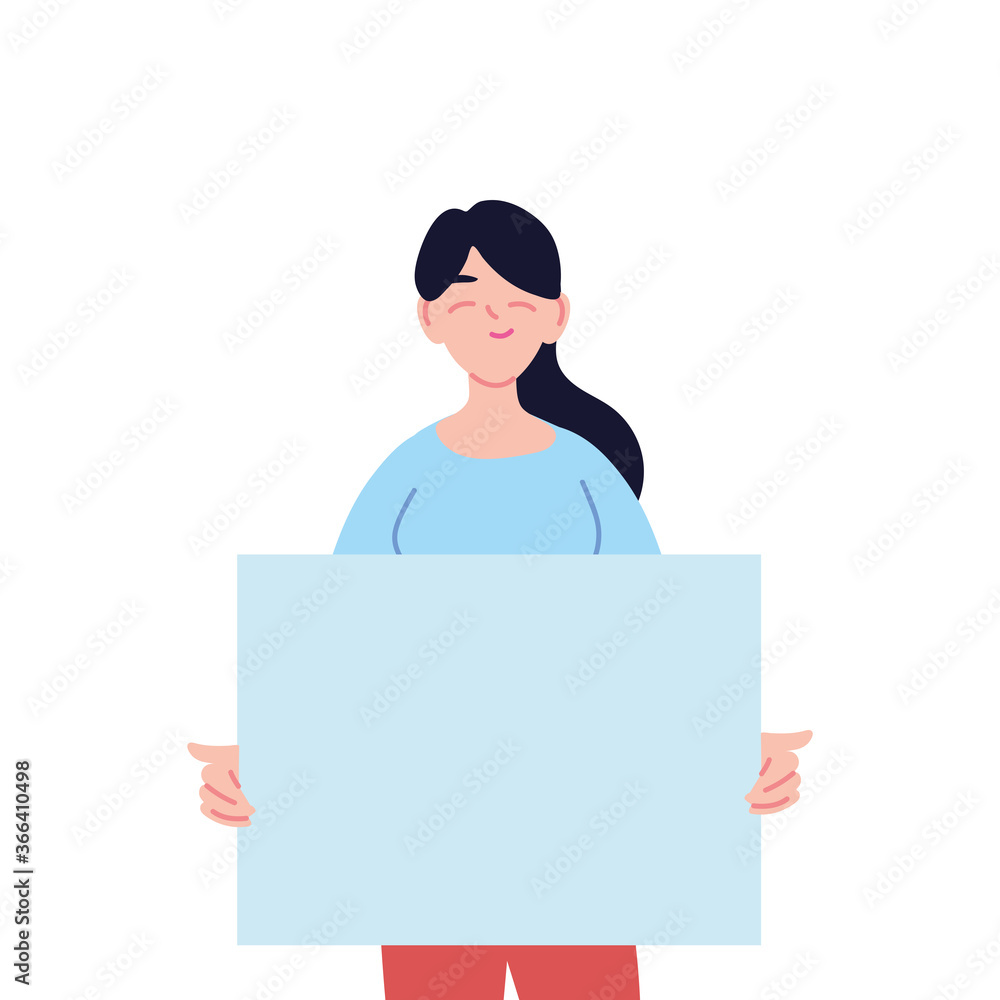 Woman cartoon holding banner board vector design Woman cartoon holding banner board vector design