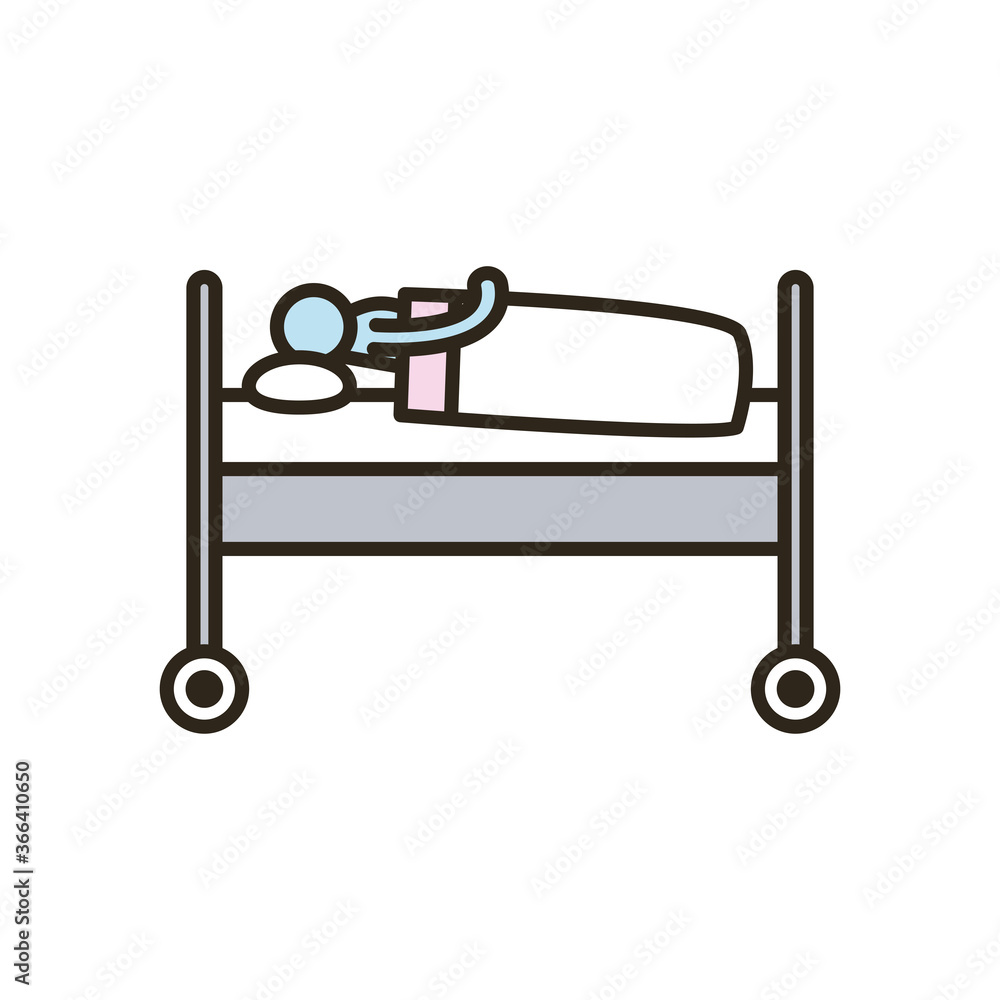 Medical stretcher line and fill style icon vector design