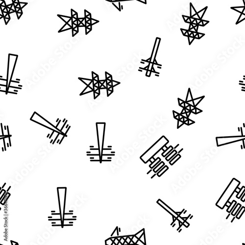 Power Line Electricity Vector Seamless Pattern Thin Line Illustration