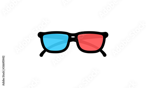 3d glasses front view icon flat. Vector on isolated white background. EPS 10.