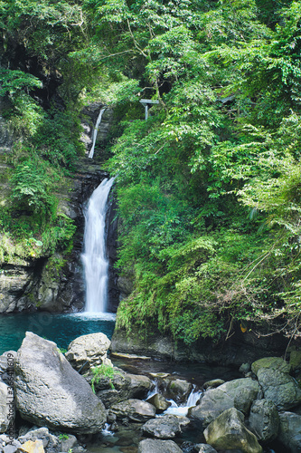Longfeng Waterfall on Sunny Day, shot in Xiao Wulai Scenic Area, Fuxing District, Taoyuan, Taiwan.