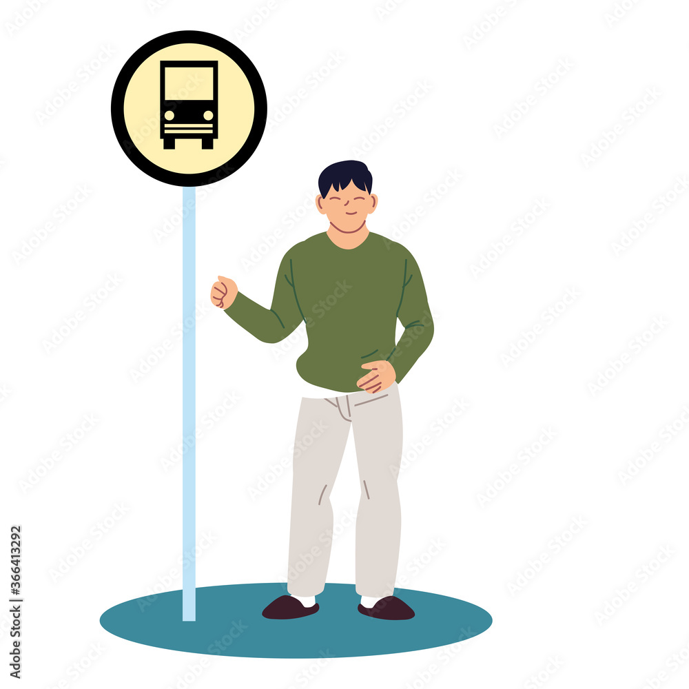 man cartoon at the bus stop vector design man cartoon at the bus stop vector design